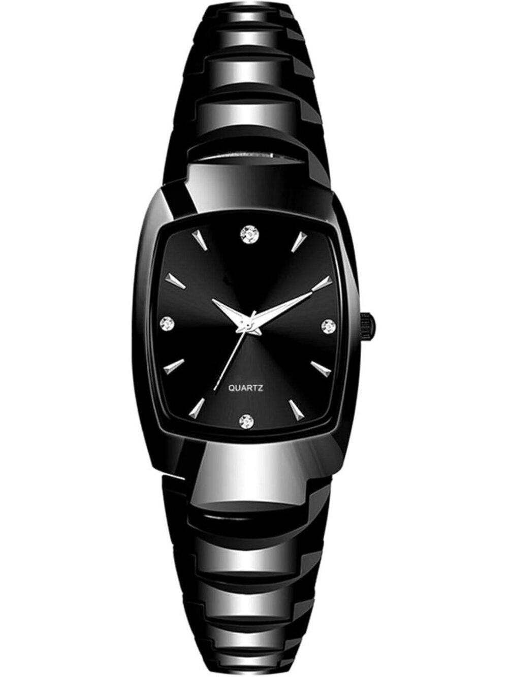 Women's Black Square Face Ladies Waterproof Tungsten Steel Dainty Dress Watches